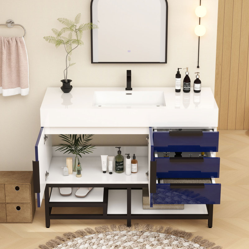 48'' Free Standing Single Bathroom Vanity, Navy Blue