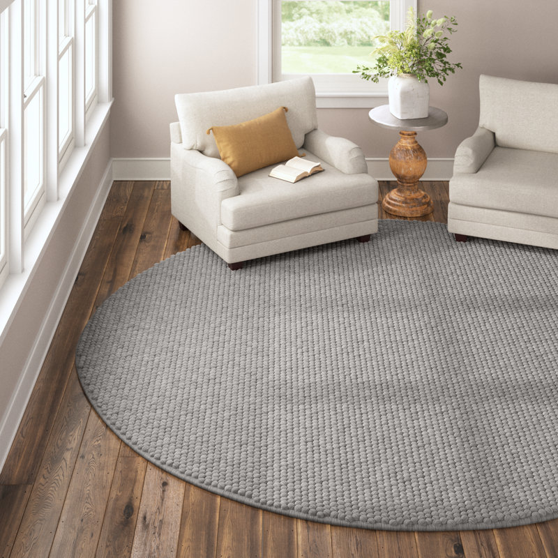Elle Handmade Silver Rug, Round 12'