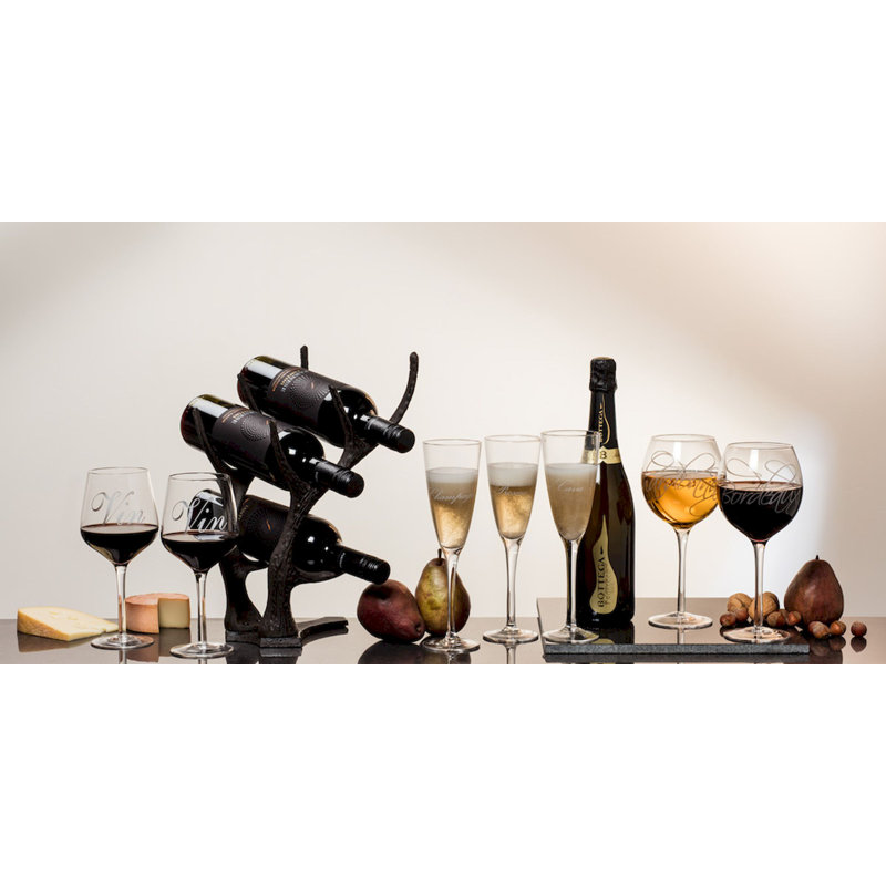 Leming Tabletop Wine Bottle Rack in Dark Brown