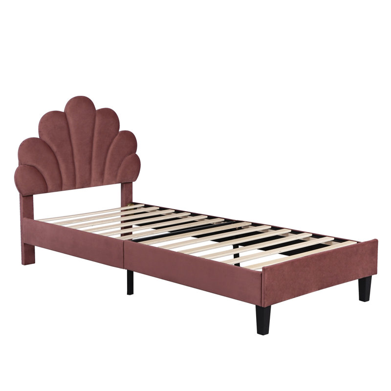 Upholstered Bed, Red, European Single (90 x 200 cm)
