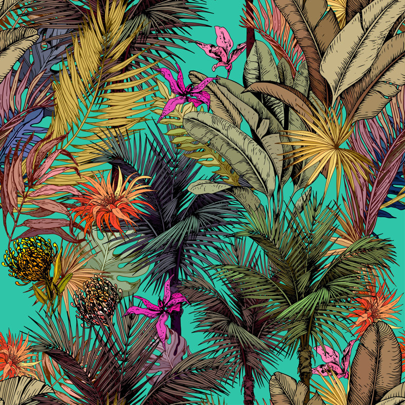 «Tropical Leaves», impression sur toile tendue, H 12 po x l 12 po