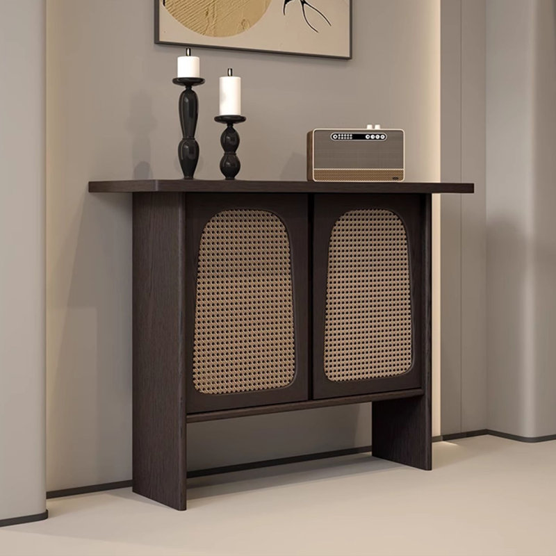 43.31" Black Rectangular Solid Wood Console Table