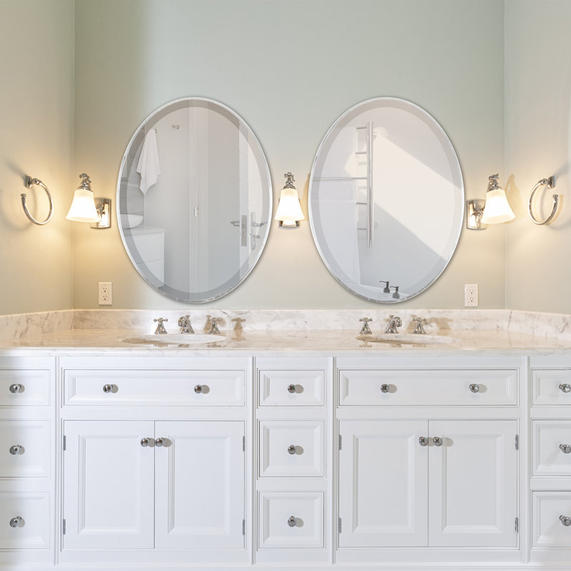 Bugarin Oval Mirror, Silver Brown Leaf, 22.62" H x 28.62" W