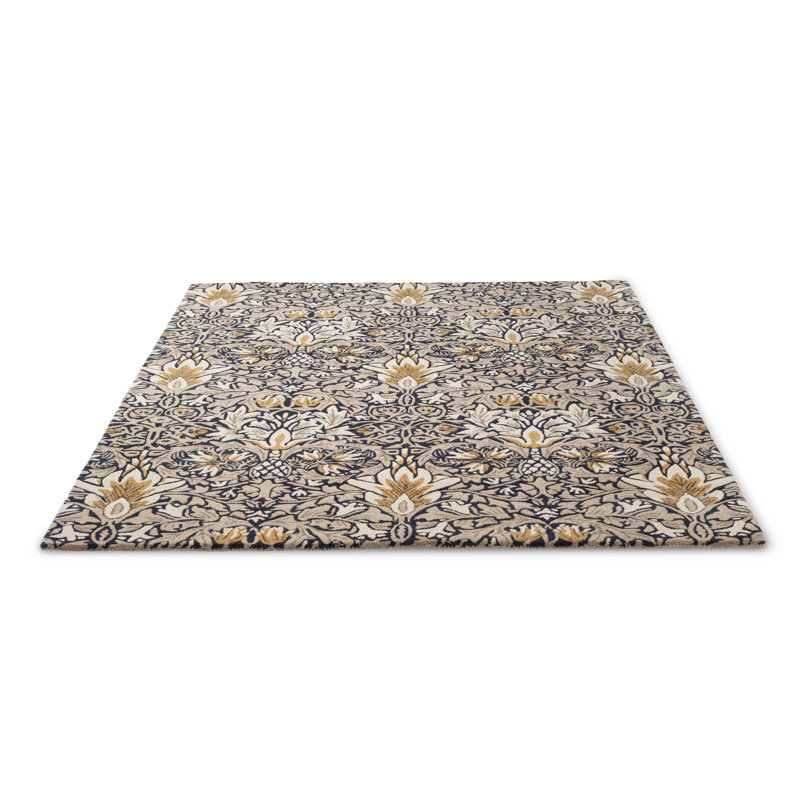 Morris Hand Tufted Wool Floral Area Rug in Blue, Rectangle 6'7" x 9'2"