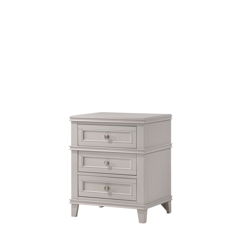 3 Drawer Nightstand W/ USB, Grey