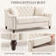 Causeuse Chesterfield de 58,5 po de largeur avec dossier incurvé capitonné, garniture cloutée, pieds en bois massif et 2 coussins décoratifs-268806668