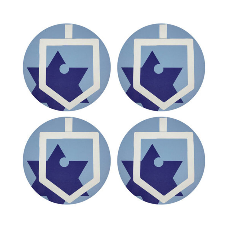 Dreidel Vegan Leather Round Coasters