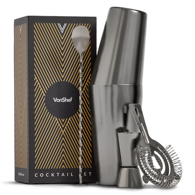 4Pc Graphite Boston Cocktail Set