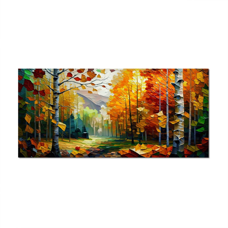 Chemin dans la forêt III - forêt, art mural, Toile tendue, H 28 po x l 60 po x P 1,5 po