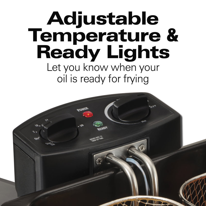 Professional-Style Stainless Steel Dual Basket 19-Cup Deep Fryer