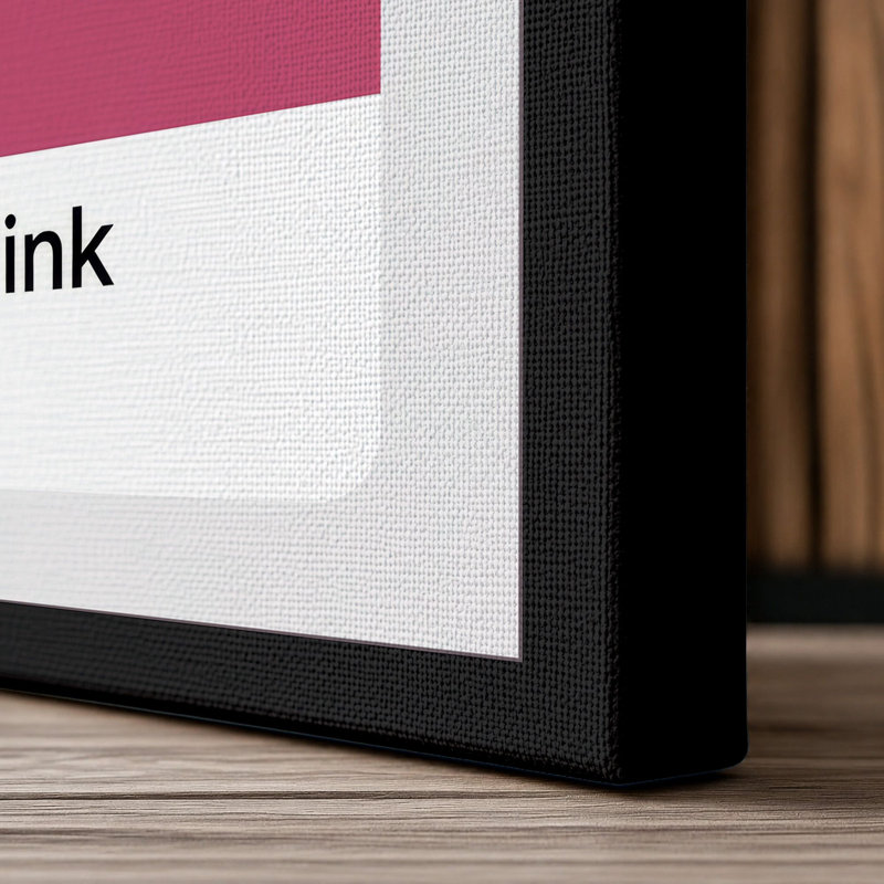Trendy Pink Swatch Minimalist - Wrapped Canvas, 30x20 - 76.2 x 50.8 cm, Black Border