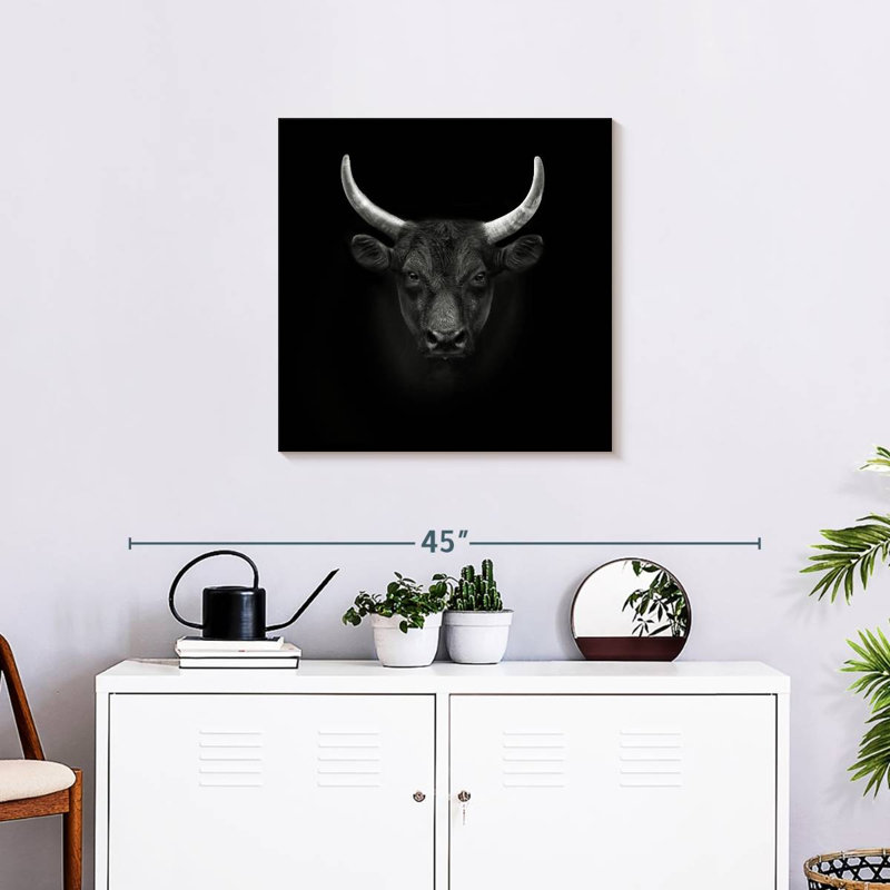 Tête de taureau noir Crowle, H 24 po x l 24 po