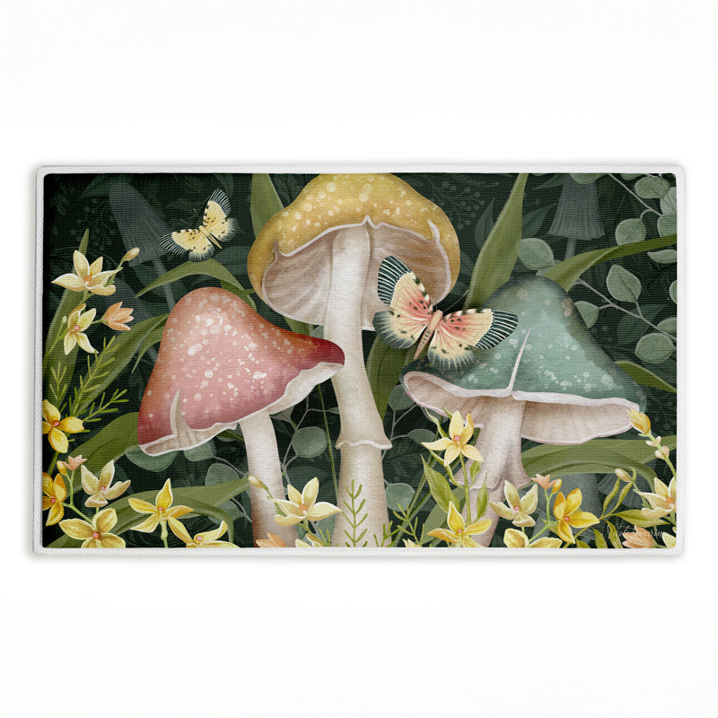 Tapis de bain et tapis de bain en peluche Midnight Garden, par Nicole Tamarin, 18 po x 30 po, Champignons de minuit
