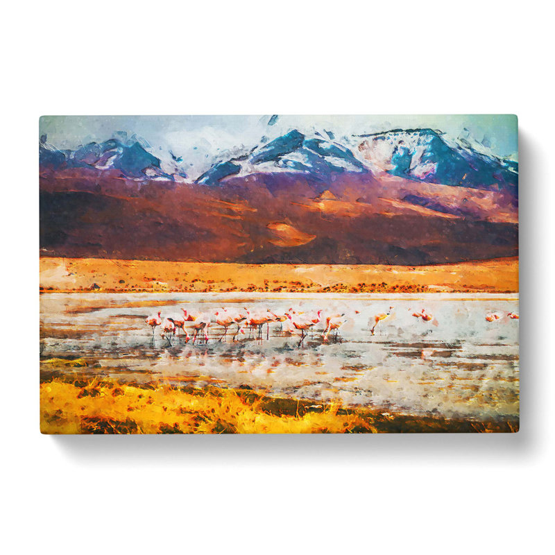 Flamingo Lake In Bolivia In Abstract - Wrapped Canvas Print, 50cm H x 76cm W x 3cm D
