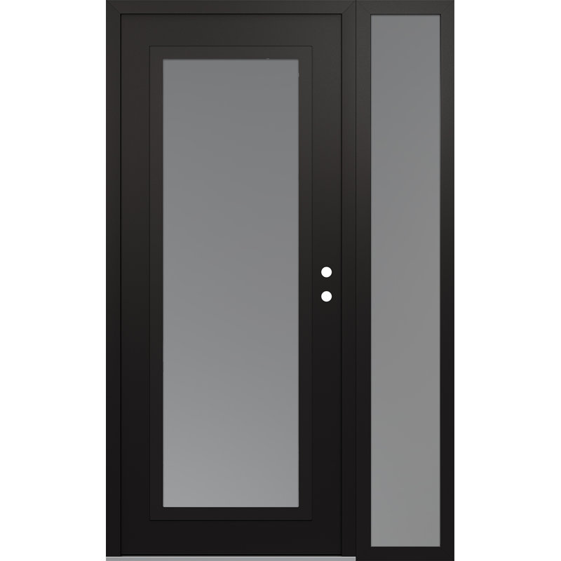 Panneau d'entrée en verre noir givré noir / blanc avec porte d'entrée latérale pré-montée Sidelite, Gauche