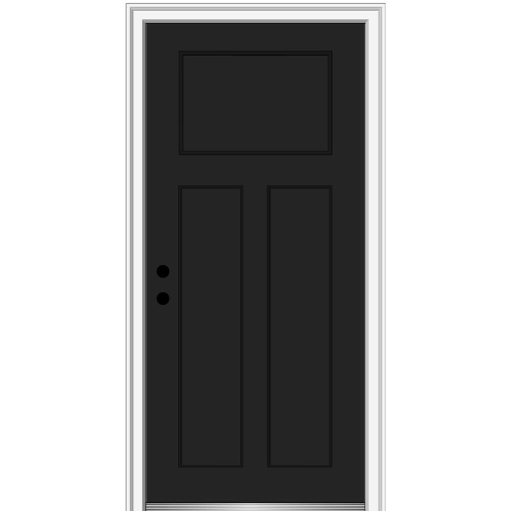 3-Panel Craftsman Shaker Painted Fiberglass Prehung Front Entry Door MMI DOOR Door 