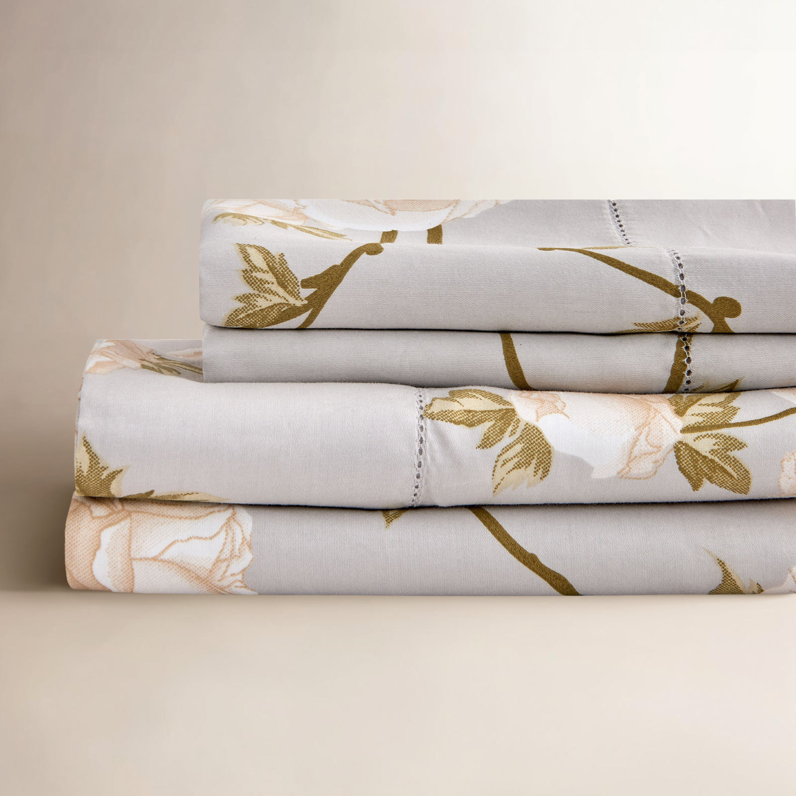 Auren Cotton Pillowcase, King Sheet Set + Fitted Sheet + 2 Pillowcases