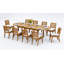 8 Seats 9 Pcs Grade-A Teak Wood Dining Set: 118" Double Extension Mas Rectangle Trestle Leg Table And 8 Arbor Stacking Armless Chairs #11AB2500-896722762
