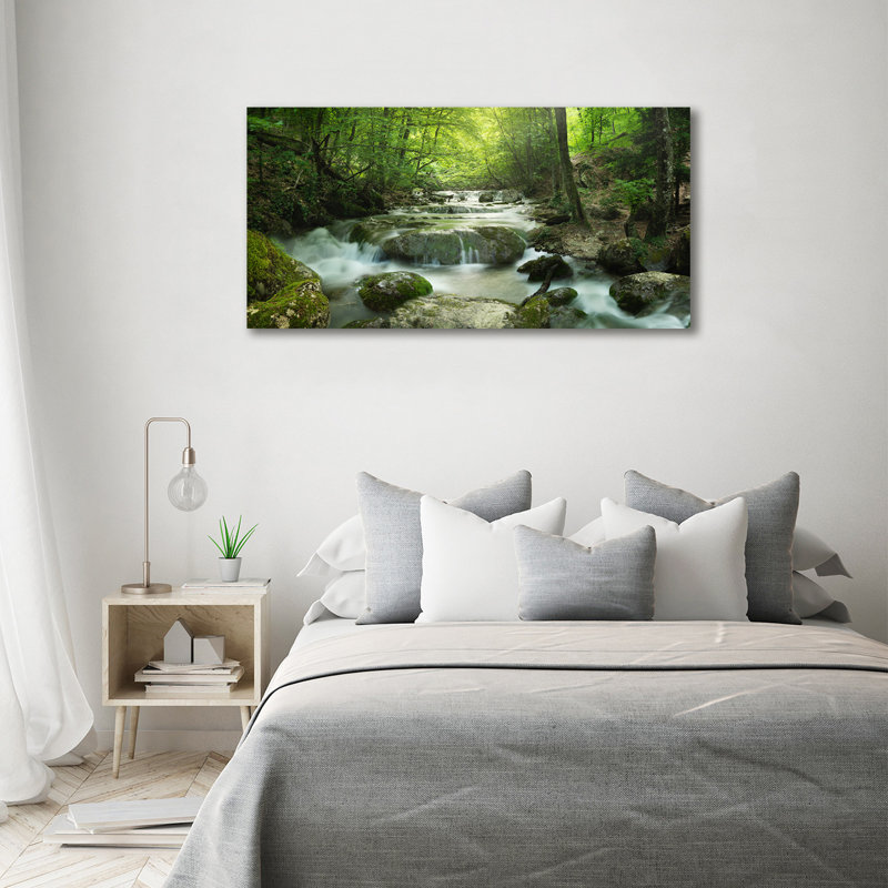 Waterfall In The Forest - Print, Wrapped Canvas, 70cm H x 140cm W x 2cm D