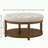 Large Round Ottoman with Wood Shelf Storage and Tufted Design-160622908