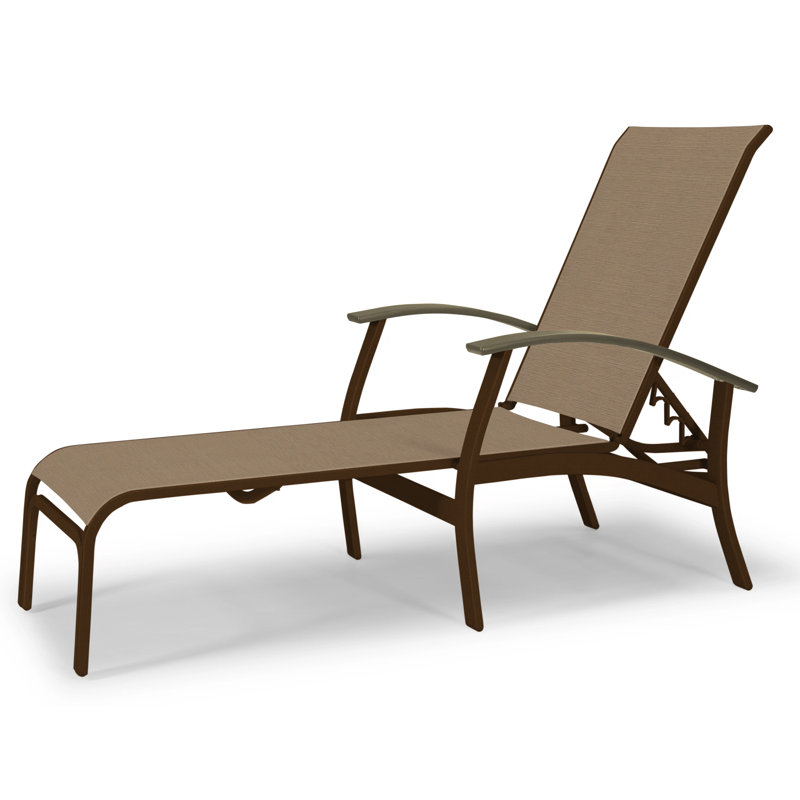 Belle Isle Outdoor Chaise Lounge, White 6D Sunbrella®, Beachwood P40, Textured Kona