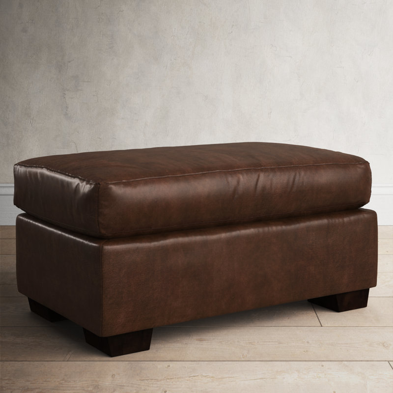 Cranbrook Upholstered Ottoman, Bistro Rustic Genuine Leather