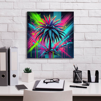  «Palm Tree Abstract 2» par Rey Klimt, art mural sur toile, 12 po x 12 po