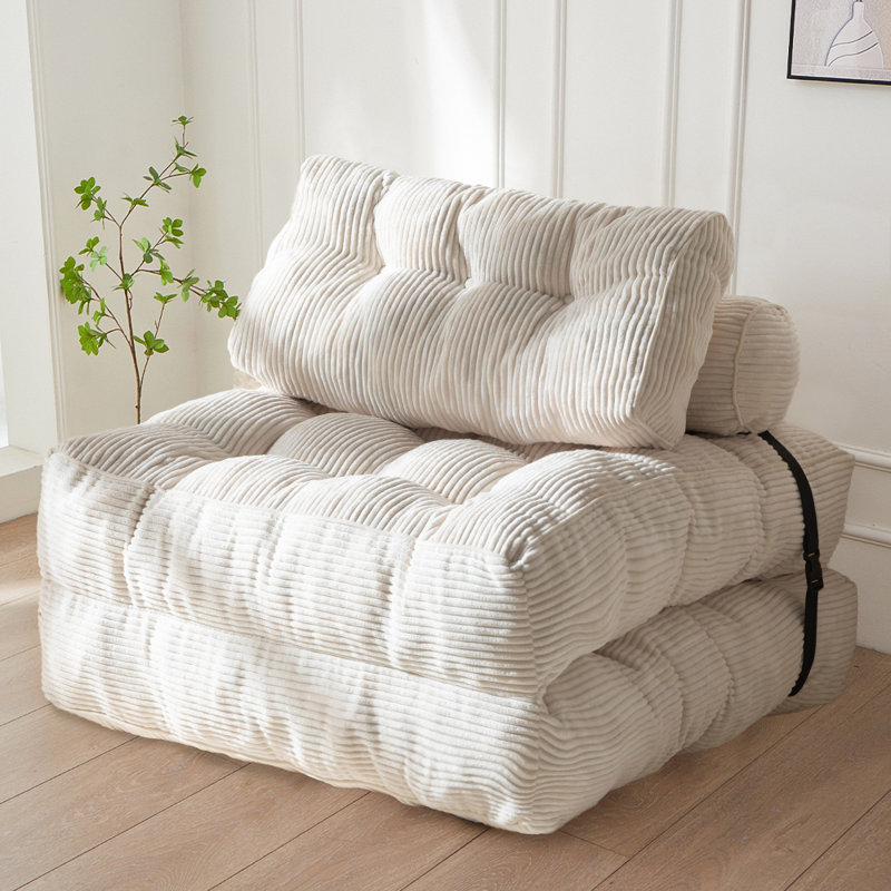 Boneless 8" Futon mattress, Folding Sofa Bed, Beige, Single
