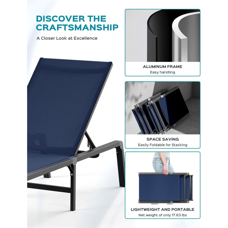 Sueko Folding Beach Chair, Navy