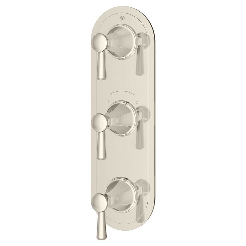 Fitzgerald 3-Handle Thermostatic Valve Trim Kit, Platinum Nickel