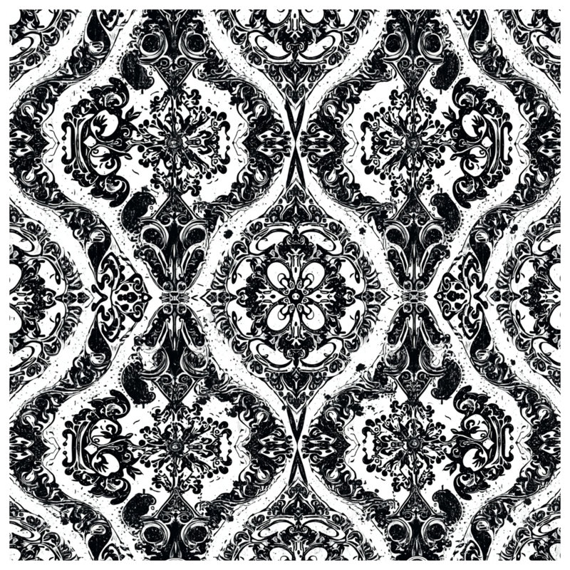 Couvertures damassées noires et blanches, L 50 po x H 60 po