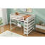 Lit mezzanine double avec tablettes de rangement et bureau sous le lit-890851822