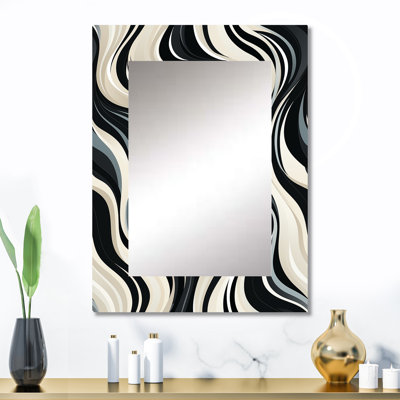 Élégance monochromatique zébrée noire et blanche - grand miroir mural abstrait, miroir unique moderne, impression d'art en métal