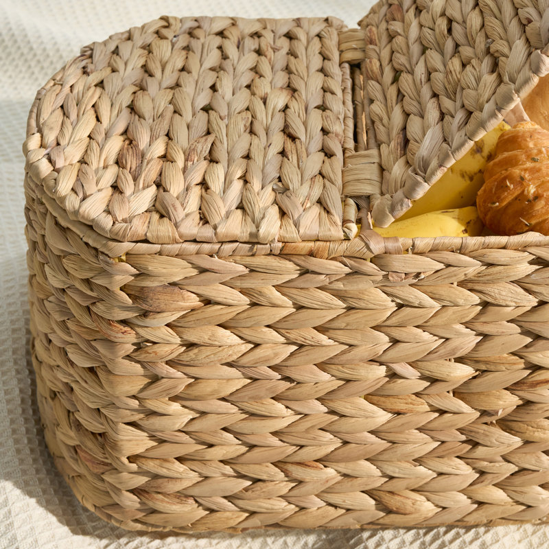 Water Hyacinth Woven Brown Oval Kitchen And Picnic Basket