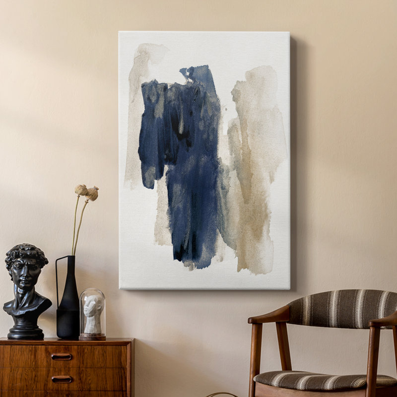 Navy Sweep -Custom Wrapped Gallery Cavas, 18" H x 12" W