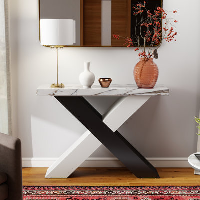 Narrow Sofa Table for Hallway, Living Room, Entrance, Foyer, White by Wrought Studio