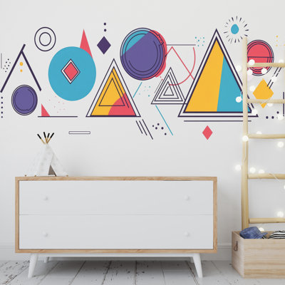Geometric Wall Decals, Modern Abstract Shapes Stickers, Colorful Kids Room Decor, Scandinavian Nursery Wall Art, Removable Vinyl 236GM