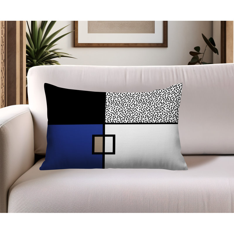 Coussin lombaire réversible intérieur / extérieur Looma, Rectangle H 18 po x l 25 po, Bleu marine