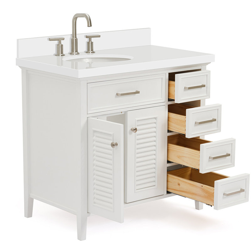 Kensington 37'' W Single Vanity, Oval, White