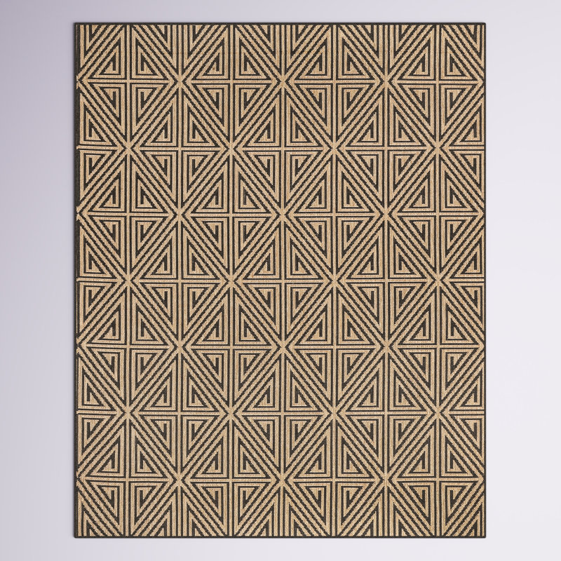Tapis intérieur / extérieur gris anthracite / beige Gisela, Rectangle 8 pi x 10 pi