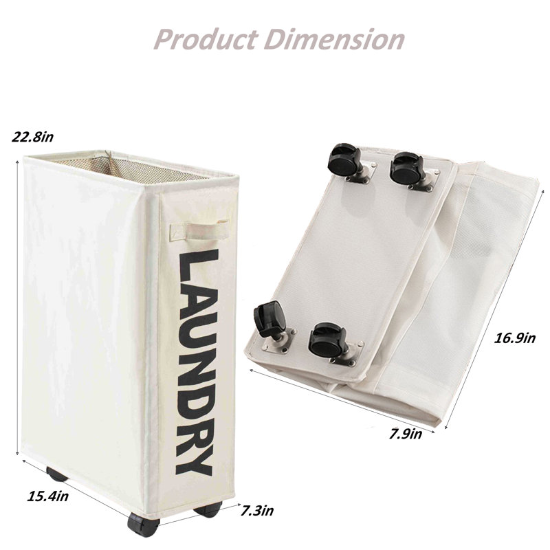 Edelmira Fabric Laundry Basket with Handles, Beige