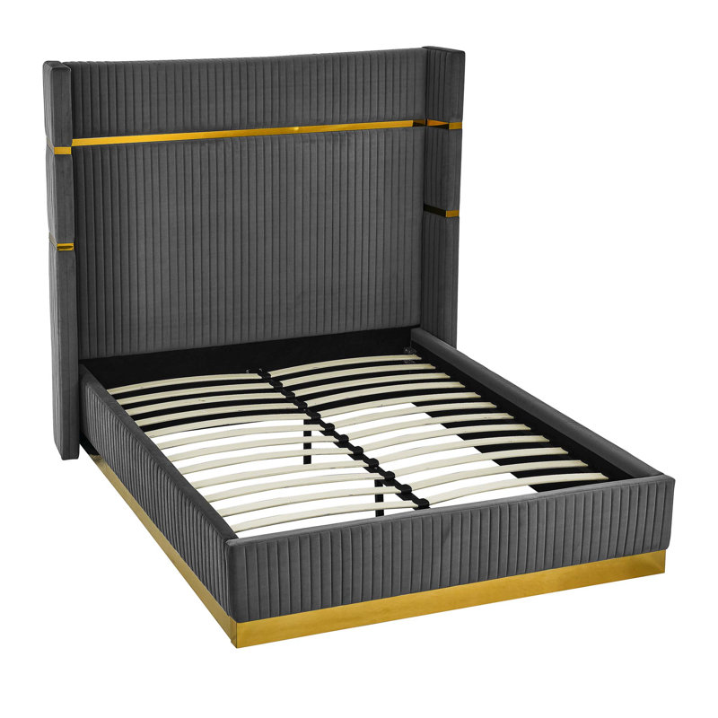 Mishalay Upholstered Platform Bed, Gray
