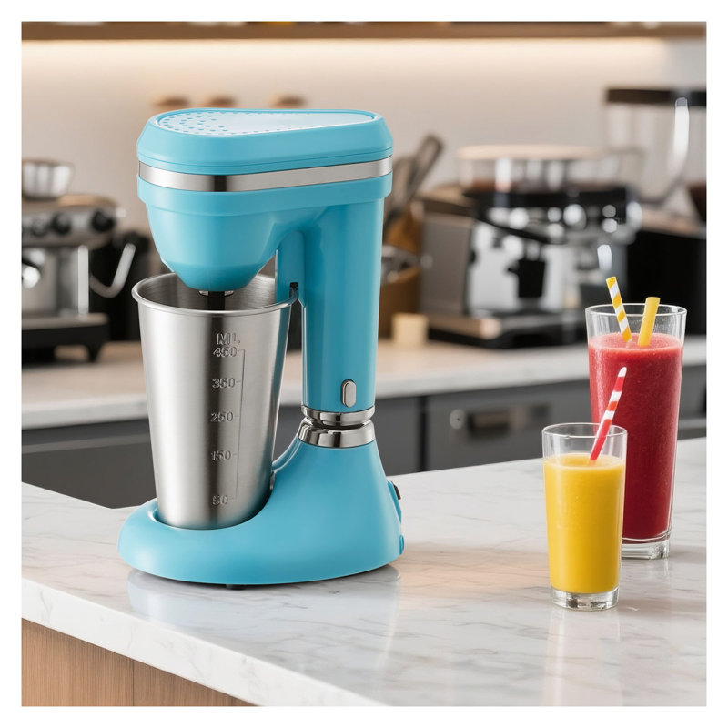 100W Dual-Speed Milkshake Maker with Adjustable Head - Stainless Steel Cup Commercial Drink Mixer Blender for Smoothies, Coffee & Cocktails