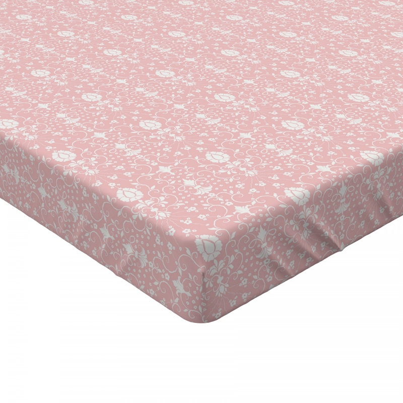 Flowers Microfiber Striped Fitted Sheet, Full Fitted Sheet
