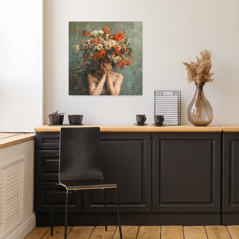 Art floral contemporain, H 18 po x l 18 po