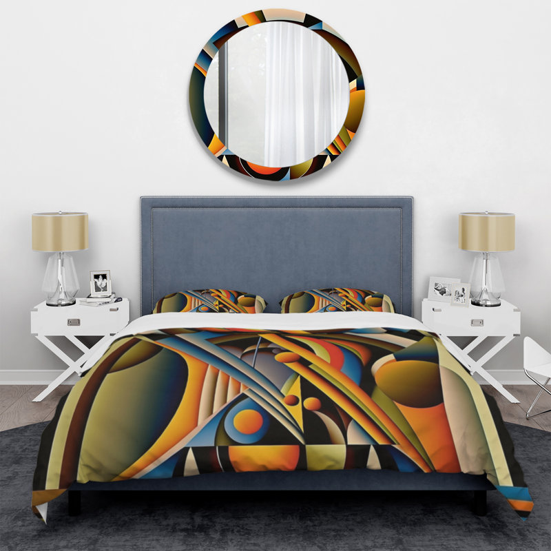 Ensemble de housse de couette circulaire en microfibre / polyester, Housse de couette pour grand lit et 2 taies décor