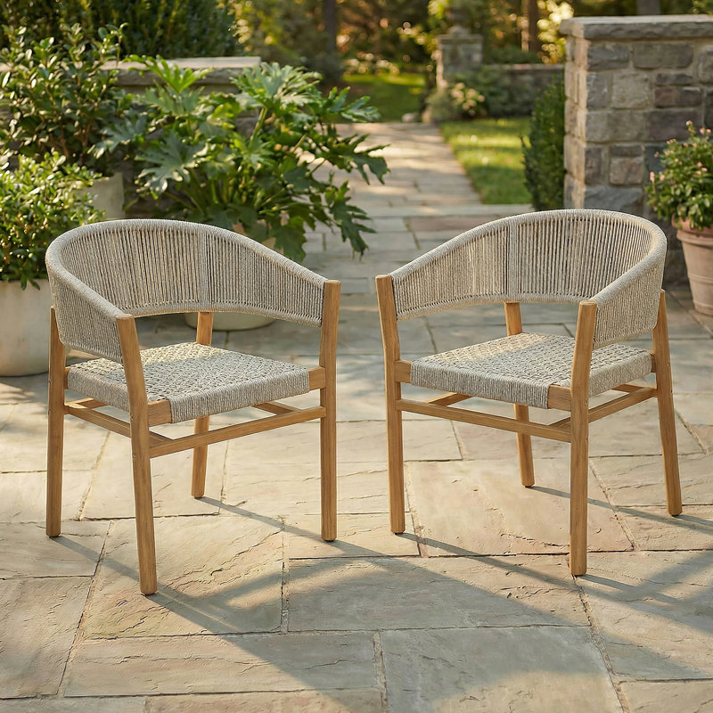 Ensemble de chaises d'extérieur pour 2 personnes avec sièges de jardin confortables et élégantes pour l'extérieur, Gris