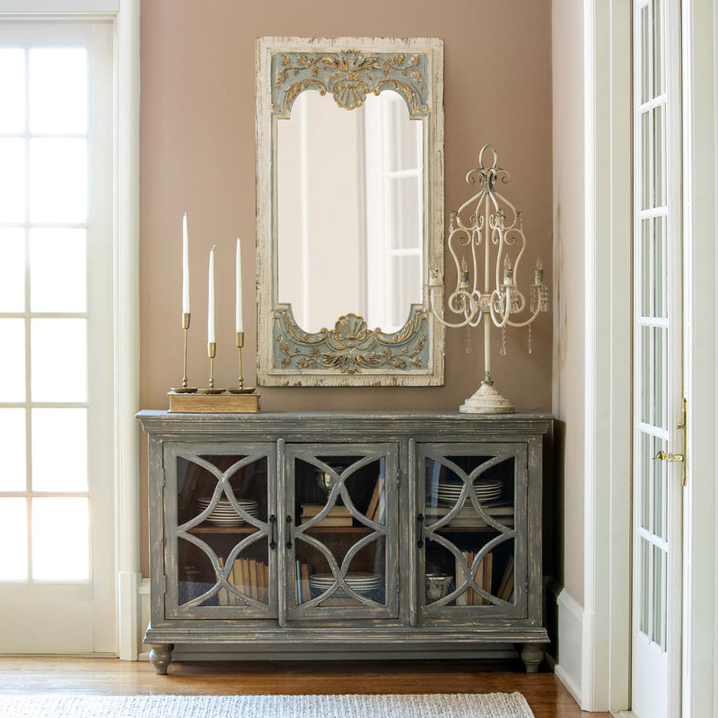 Phat Tommy Coquille Decorative Wood Framed Wall Mirror