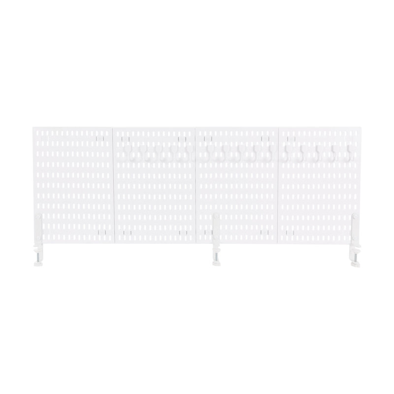 Panneaux de séparation de table, séparateur de bureau, panneau perforé d'organisation de bureau à pince, Blanc