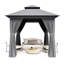 Pavillon de jardin extérieur avec double toit, auvent spacieux avec filet et rideaux, pour patio, pelouse et cour arrière-122483055
